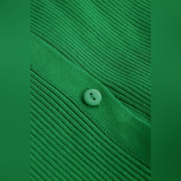 Micas Green Rib Knitted Collared Button Strips Flared Dress Size Large RefI027 - Picture 11 of 17